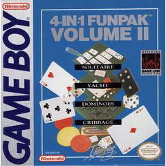 Box for Nintendo Game Boy 4-in-1 Funpak Volume II featuring solitaire, yacht, dominoes, and cribbage games.