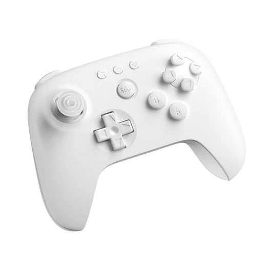 White gaming controller on a white background