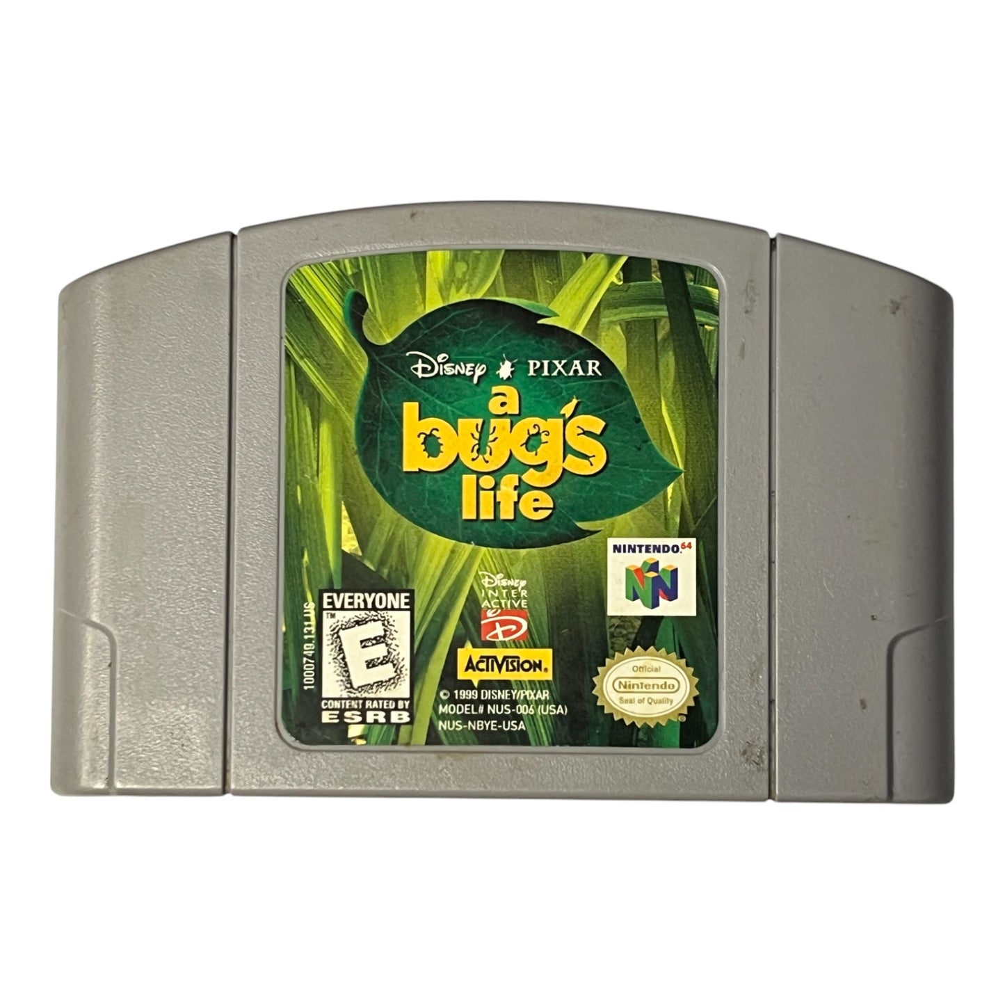 Nintendo 64 game cartridge for 'A Bug's Life' by Disney Pixar on a white background