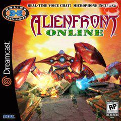 Game box for 'Alienfront Online' with a futuristic robot design on a bright background.