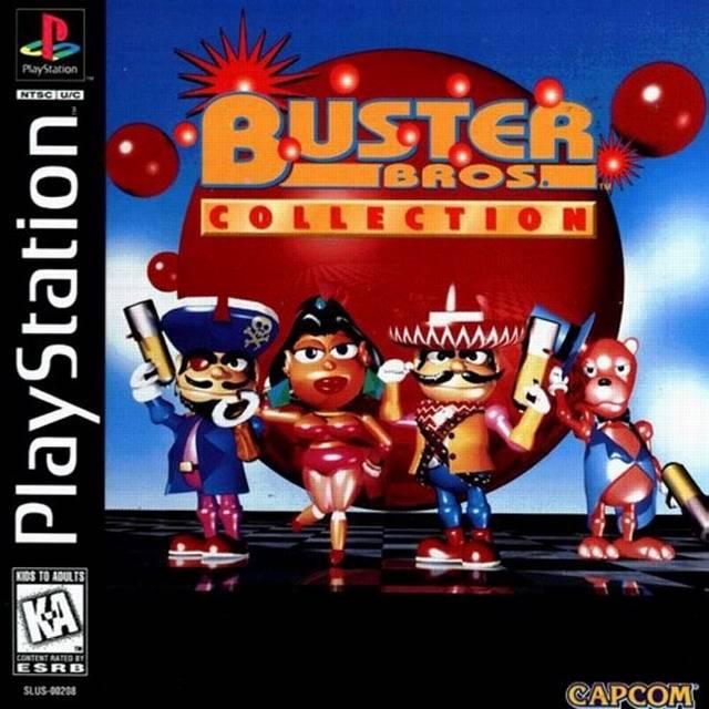 PlayStation game cover for 'Buster Bros. Collection' featuring cartoon characters.