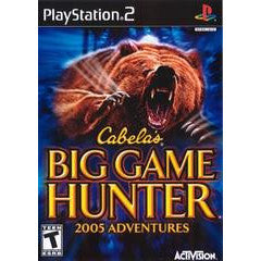 Cabela's Big Game Hunter 2005 Adventures game cover for PlayStation 2 with a bear illustration.