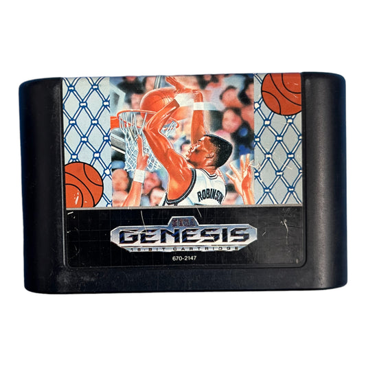 Sega Genesis game cartridge with a basketball player on the cover