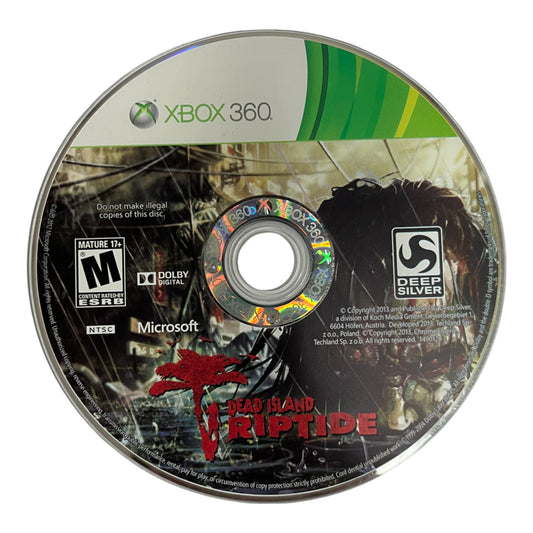 Cover art for Dead Island: Riptide video game, depicting silhouettes of characters on a red and black background.