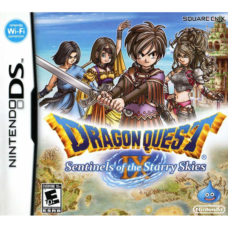 Nintendo DS game case for 'Dragon Quest IX: Sentinels of the Starry Skies' with characters and branding.