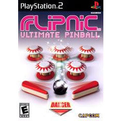 Flipnic Ultimate Pinball game cover for PlayStation 2 with pinball elements and Capcom logo.