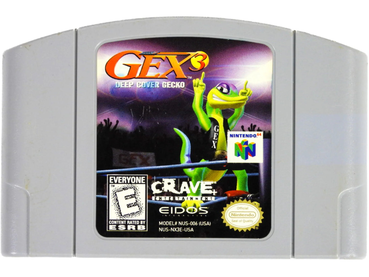 GEX: Deep Cover Gecko game cartridge for Nintendo 64 with Eidos logo