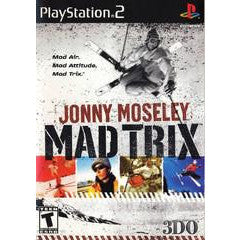 PlayStation 2 game cover for 'Jonny Moseley: Mad Trix' featuring a graphic design with text and images.