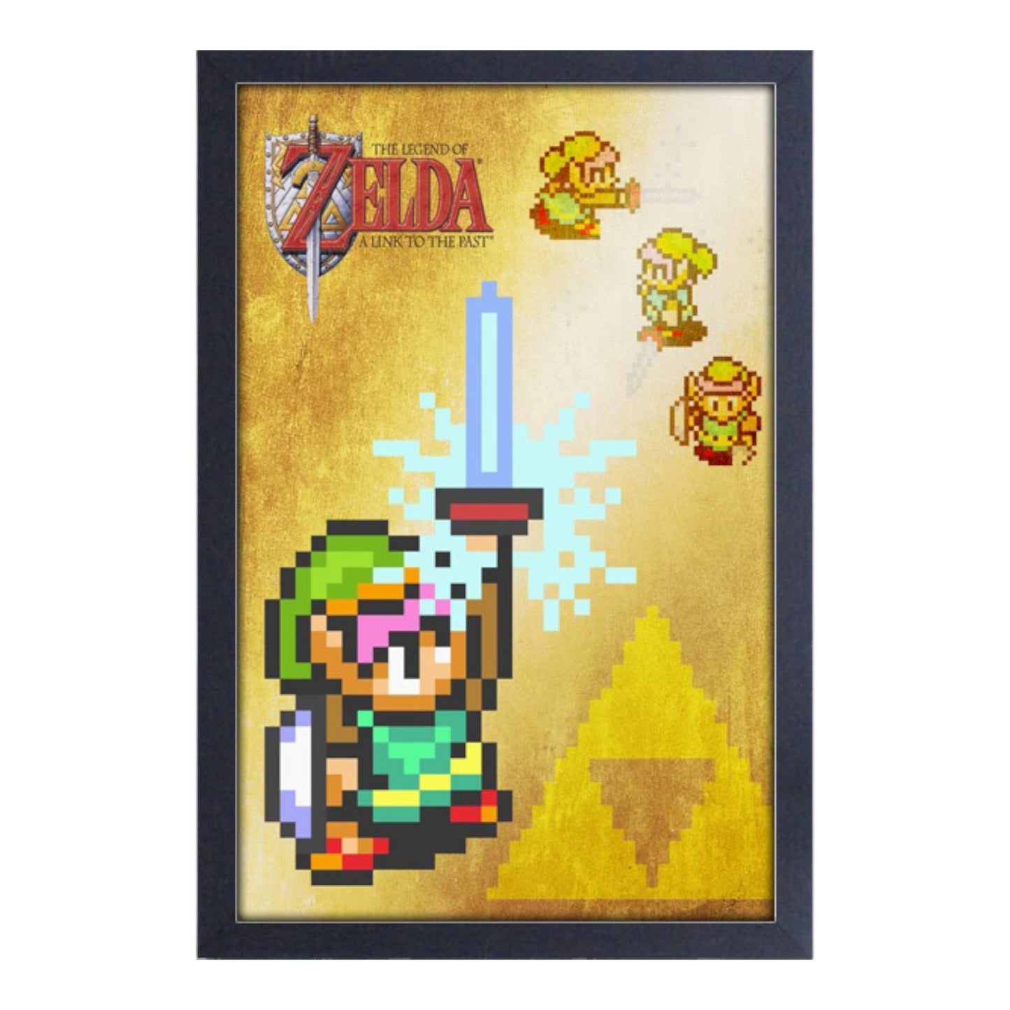 Legend of Zelda Link to the Past Link & Master Sword 11″X17″ Framed Print