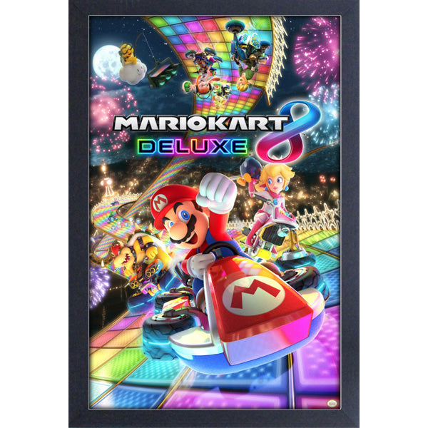 Mario Kart 8 Deluxe Game Cover Art 11″X17″ Framed Print