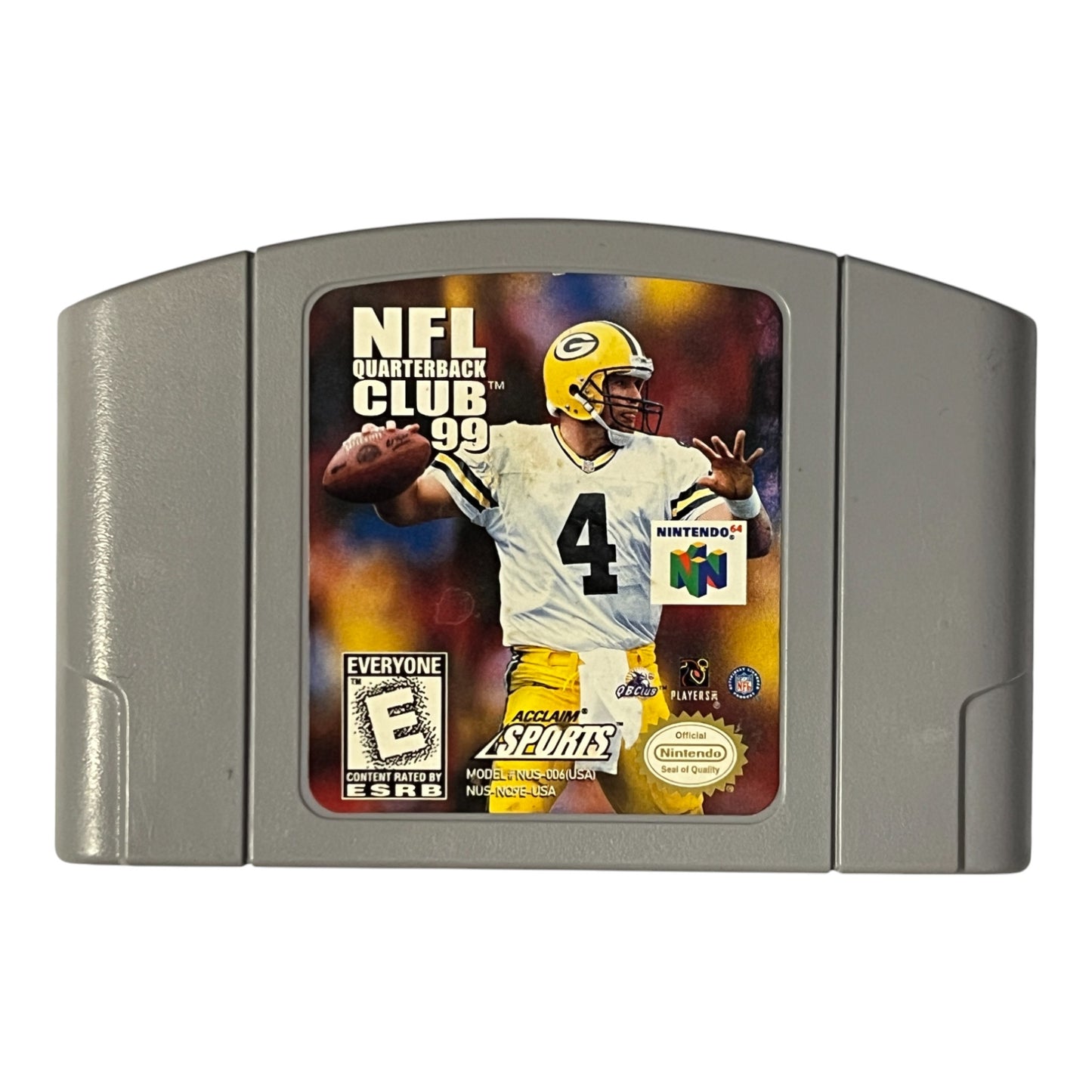 N64 game cartridge for 'NFL Quarterback Club 99' on a white background