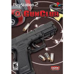 PlayStation 2 game cover of 'GunClub' with a gun and bullets on a brown background.