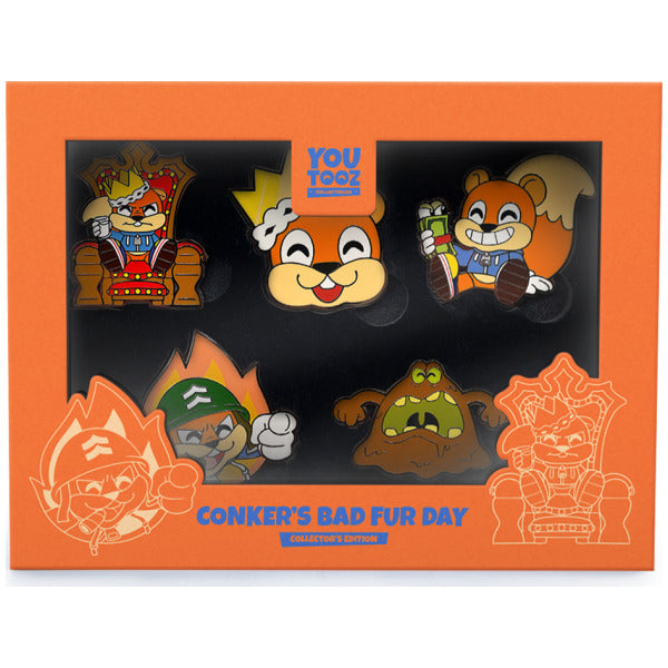 Conker's Bad Fur Day - Youtooz 5 Pins (Throne, Crown, Cash, Recruit, Smelly)