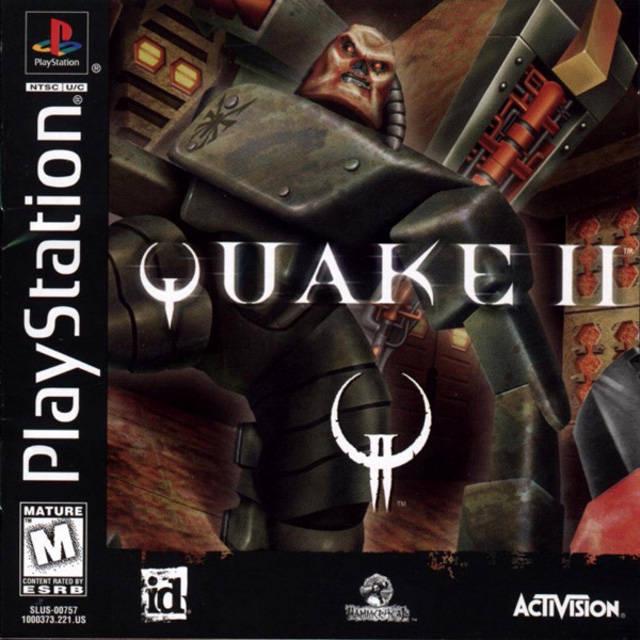 PlayStation game cover for 'Quake II' featuring a robot-like character.