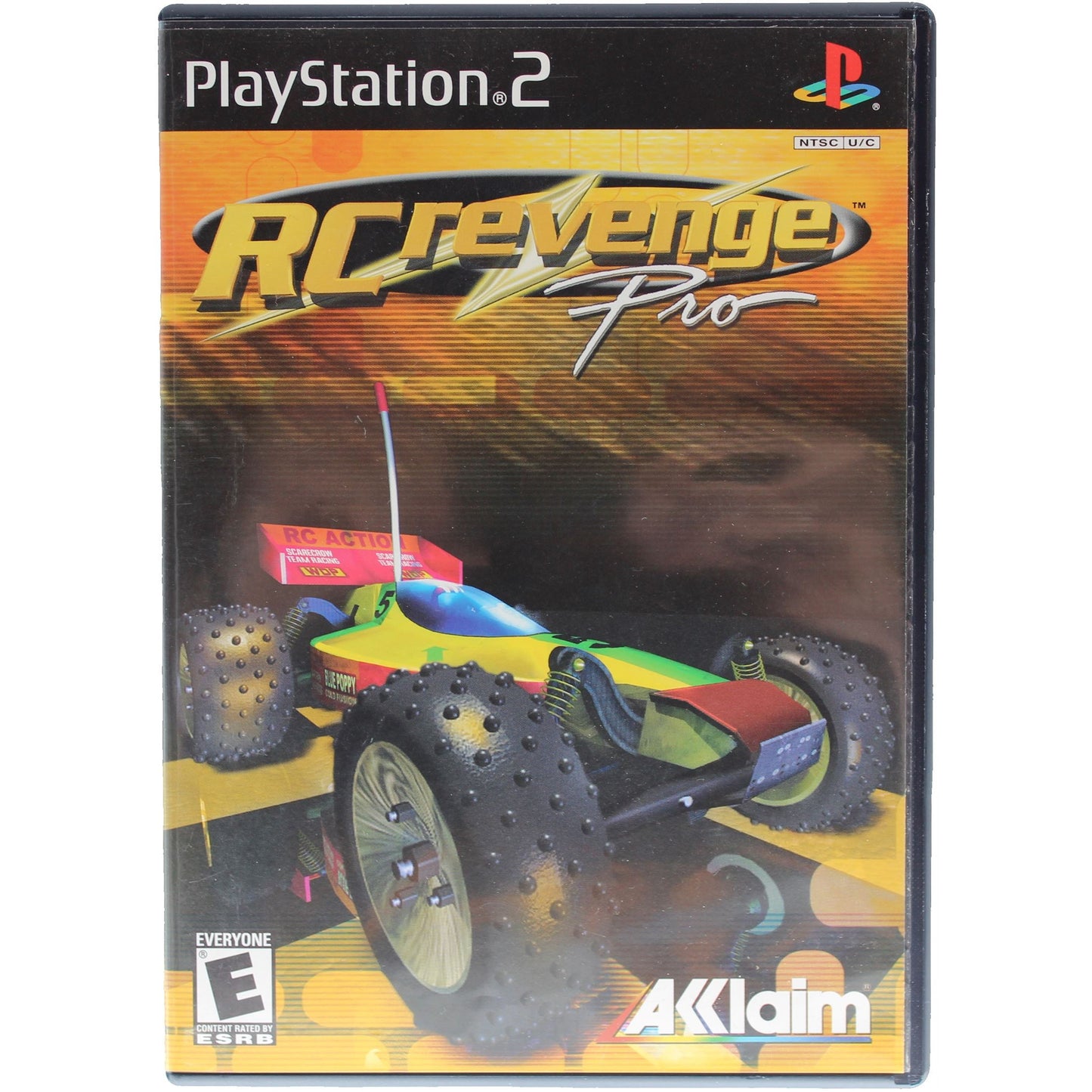 PlayStation 2 game case for 'RC Revenge Pro' with a colorful RC car on the cover.