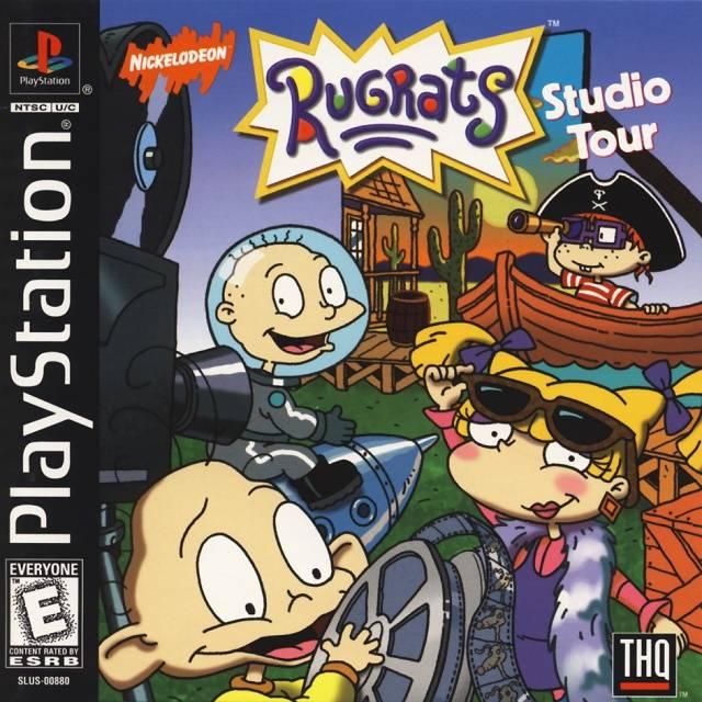 PlayStation game cover for 'Rugrats Studio Tour' featuring animated characters.