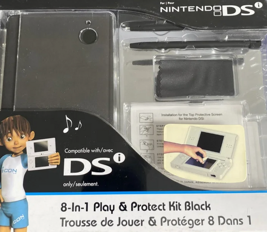 8 in 1 Play & Protect Kit Black for Nintendo DSi
