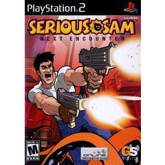 Game case for 'Serious Sam: Next Encounter' on PlayStation 2 with a character holding a gun.