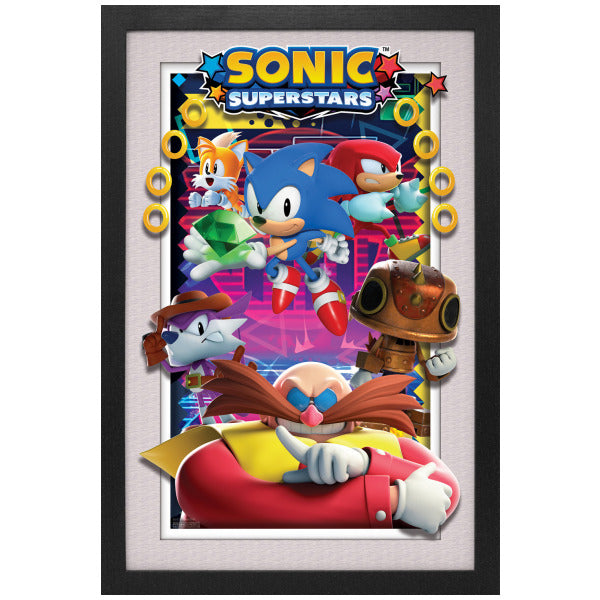 Sonic Superstars Group 11″x17″ Faux Matte Framed Print (Glass)