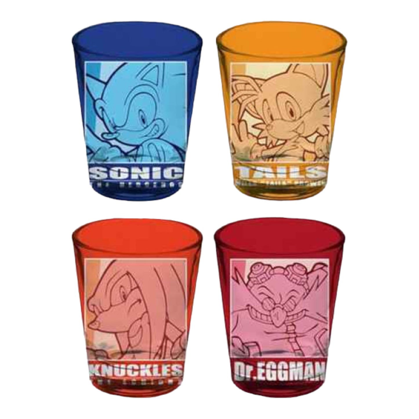 Sonic the Hedgehog Group Head Pics Shot Glasses Set of 4