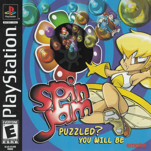 PlayStation game cover for 'Spin Jam' featuring a character and colorful design.