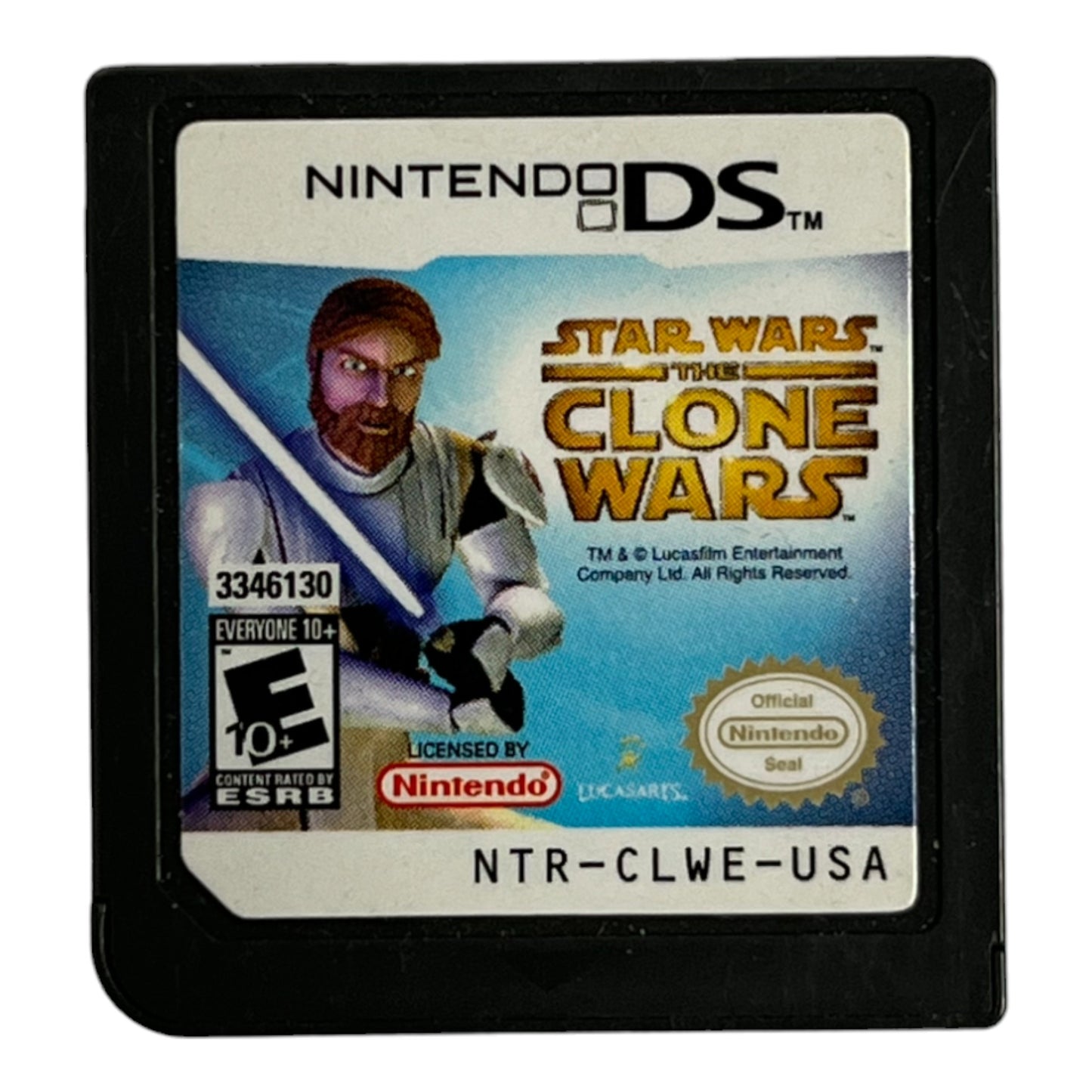 Nintendo DS game cartridge for 'Star Wars: The Clone Wars' on a white background