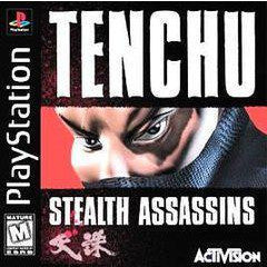 PlayStation game cover for 'Tenchu: Stealth Assassins' featuring a character with a mask.
