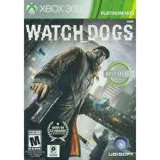 Watch Dogs game case for Xbox 360 with character and cityscape on cover
