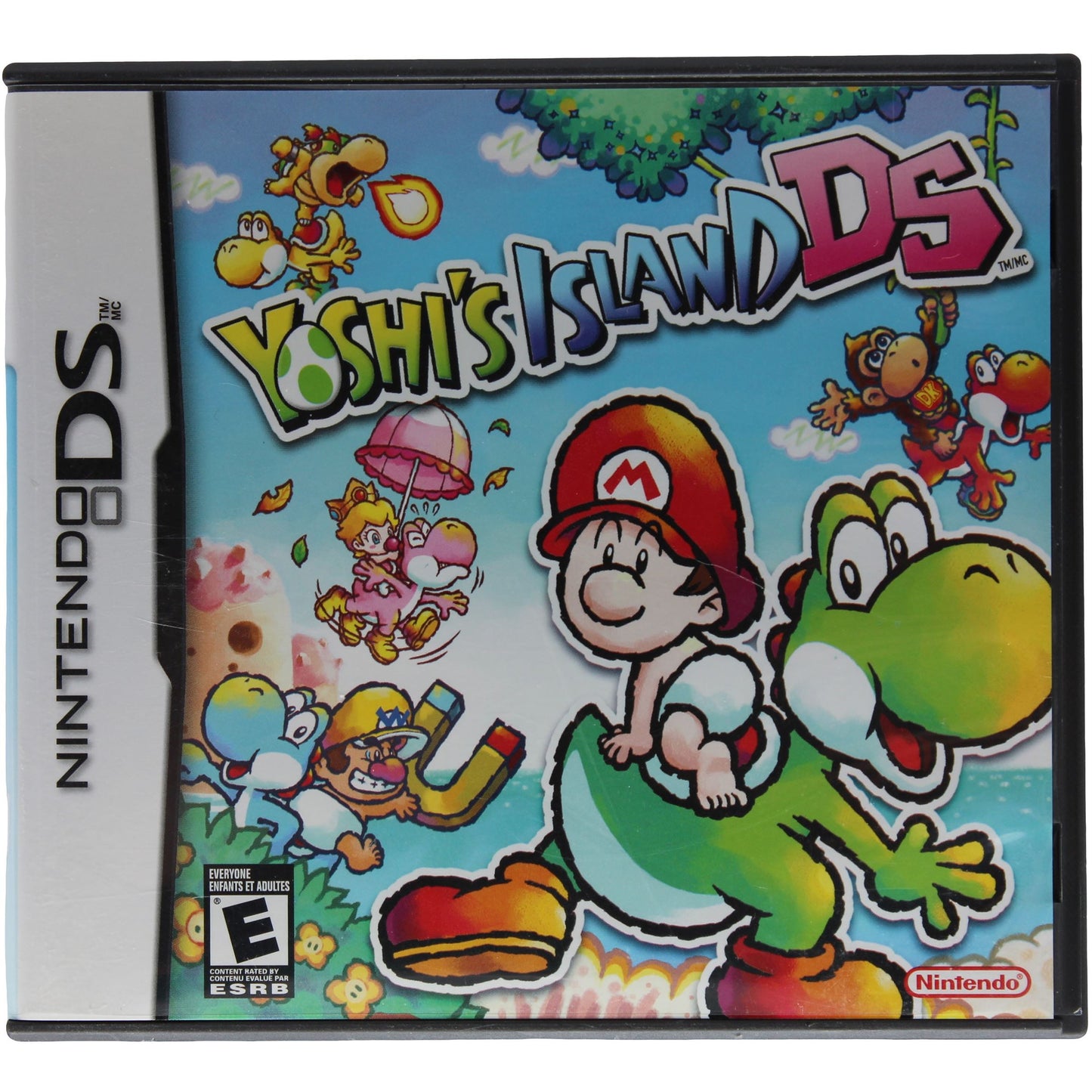 Nintendo DS game case titled 'Yoshi's Island DS' with colorful graphics and characters.