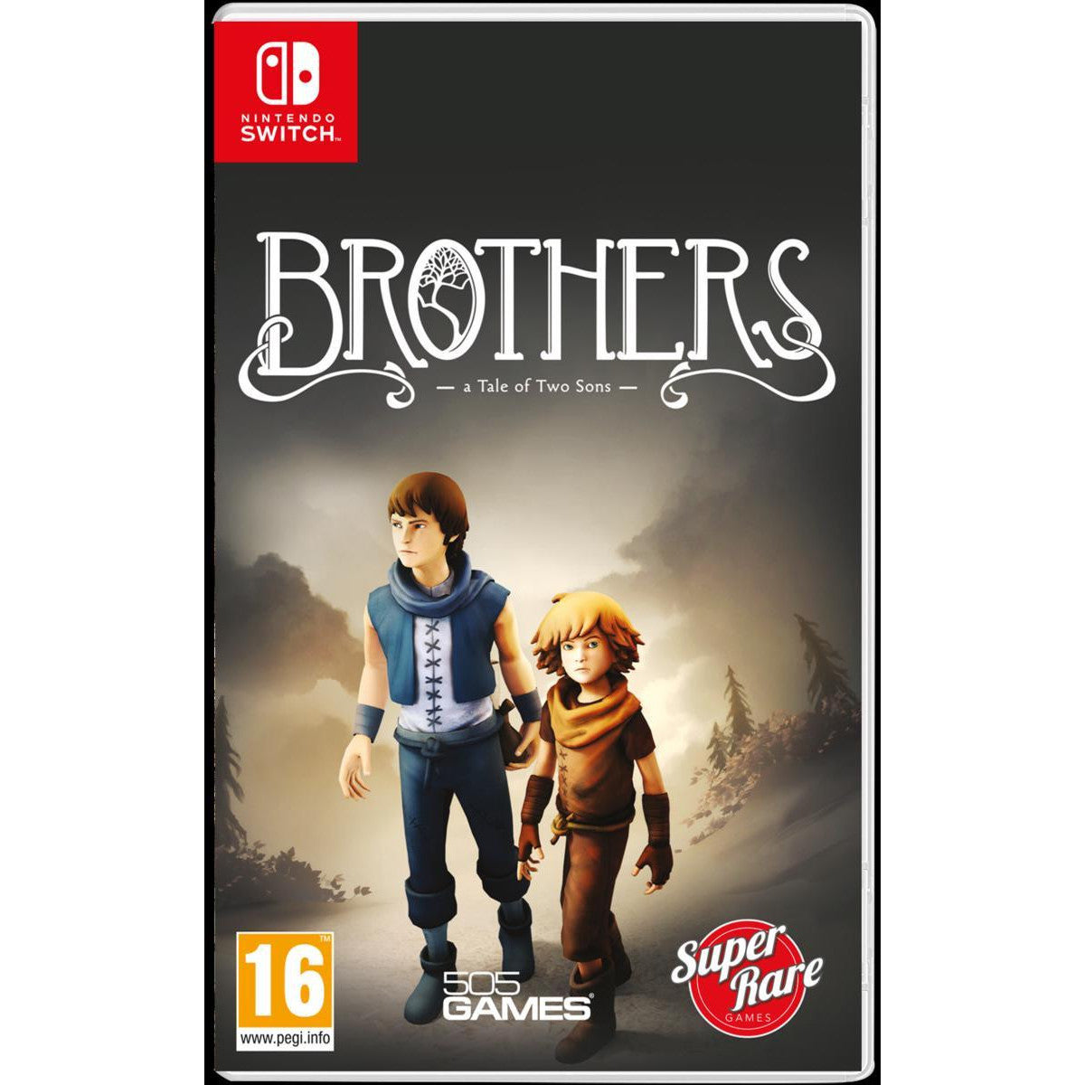 Game cover for 'Brothers: A Tale of Two Sons' on Nintendo Switch with two characters walking together.