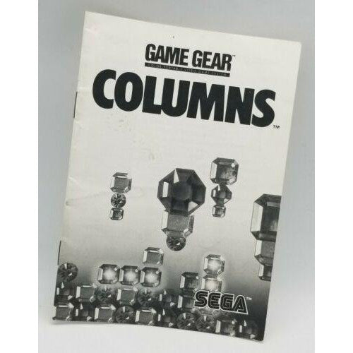Sega Game Gear 'Columns' game cover with black text and graphics on a white background