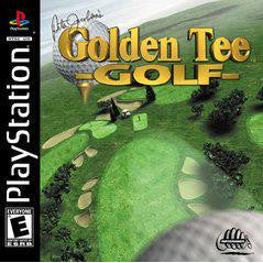 Box art of Golden Tee Golf for PlayStation with a golfer and golf course illustration.