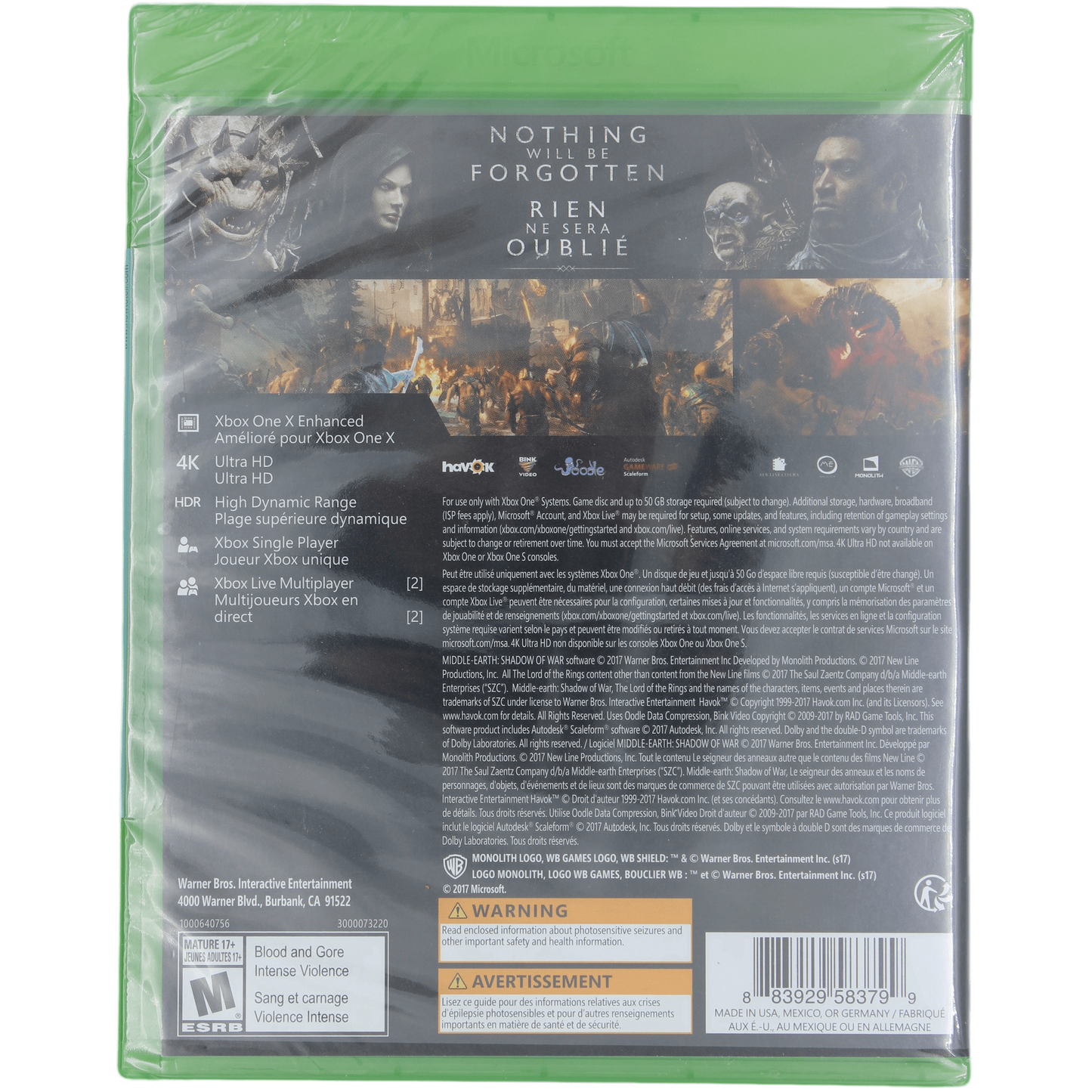 Middle Earth: Shadow Of War (XboxOne)