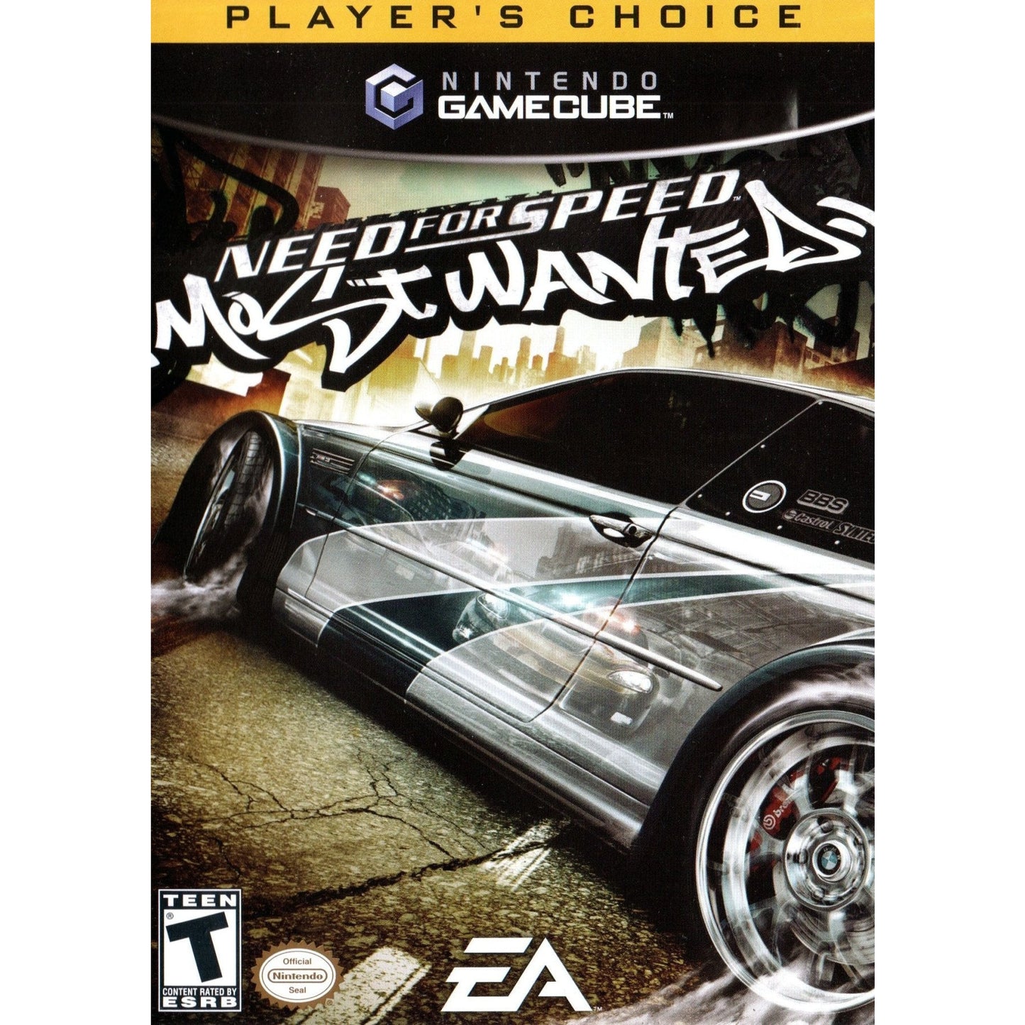Cover of 'Need for Speed Most Wanted' for Nintendo GameCube with a car on a city street.