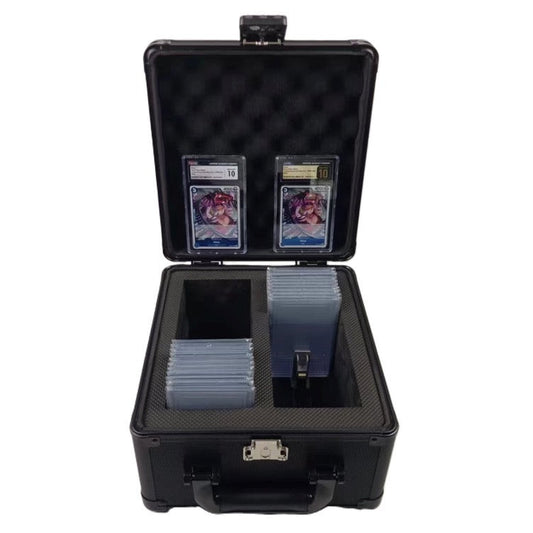 Black Aluminum Heavy Duty Graded Card Lockable Storage Box 2 Rows