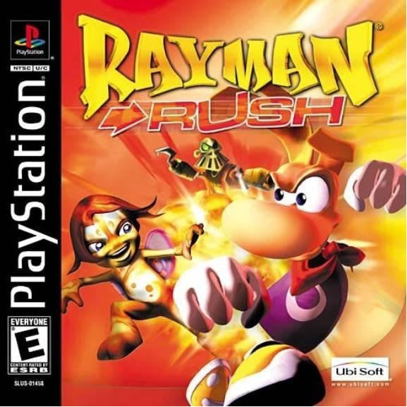 Game cover of 'Rayman Rush' for PlayStation with characters and Ubisoft logo.