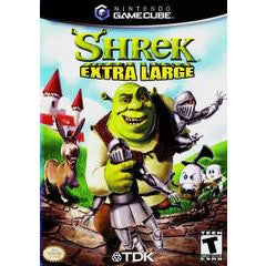 GameCube game cover for 'Shrek Extra Large' featuring Shrek and other characters.