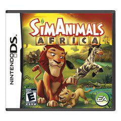 SimAnimals Africa game cover for Nintendo DS with cartoon animals and EA logo.