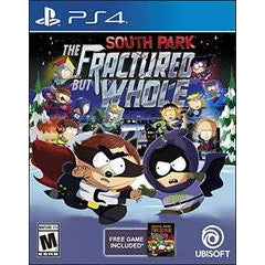 Game cover for 'South Park: The Fractured but Whole' on PS4 with characters and Ubisoft logo.