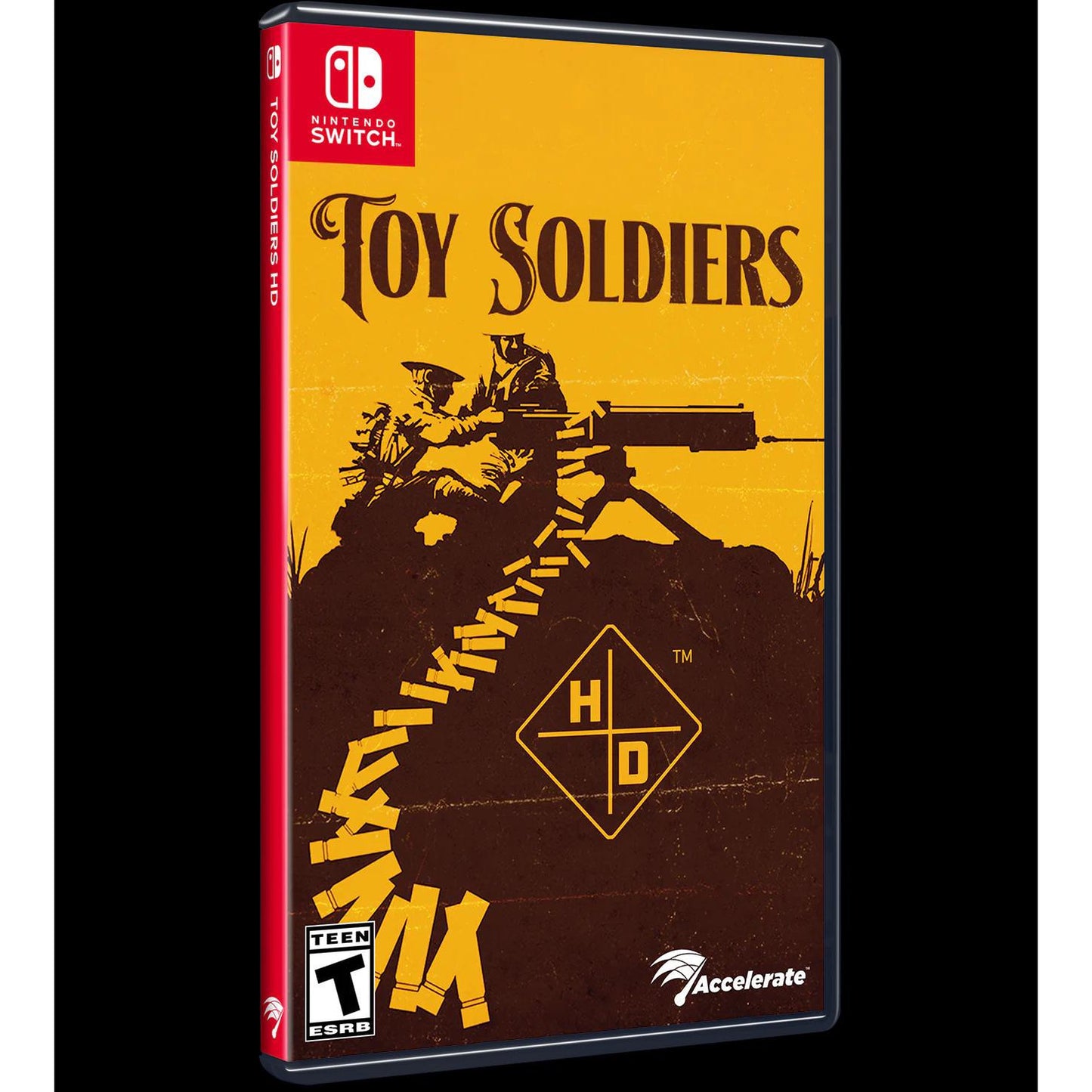 Toy Soldiers game case for Nintendo Switch with yellow and red design