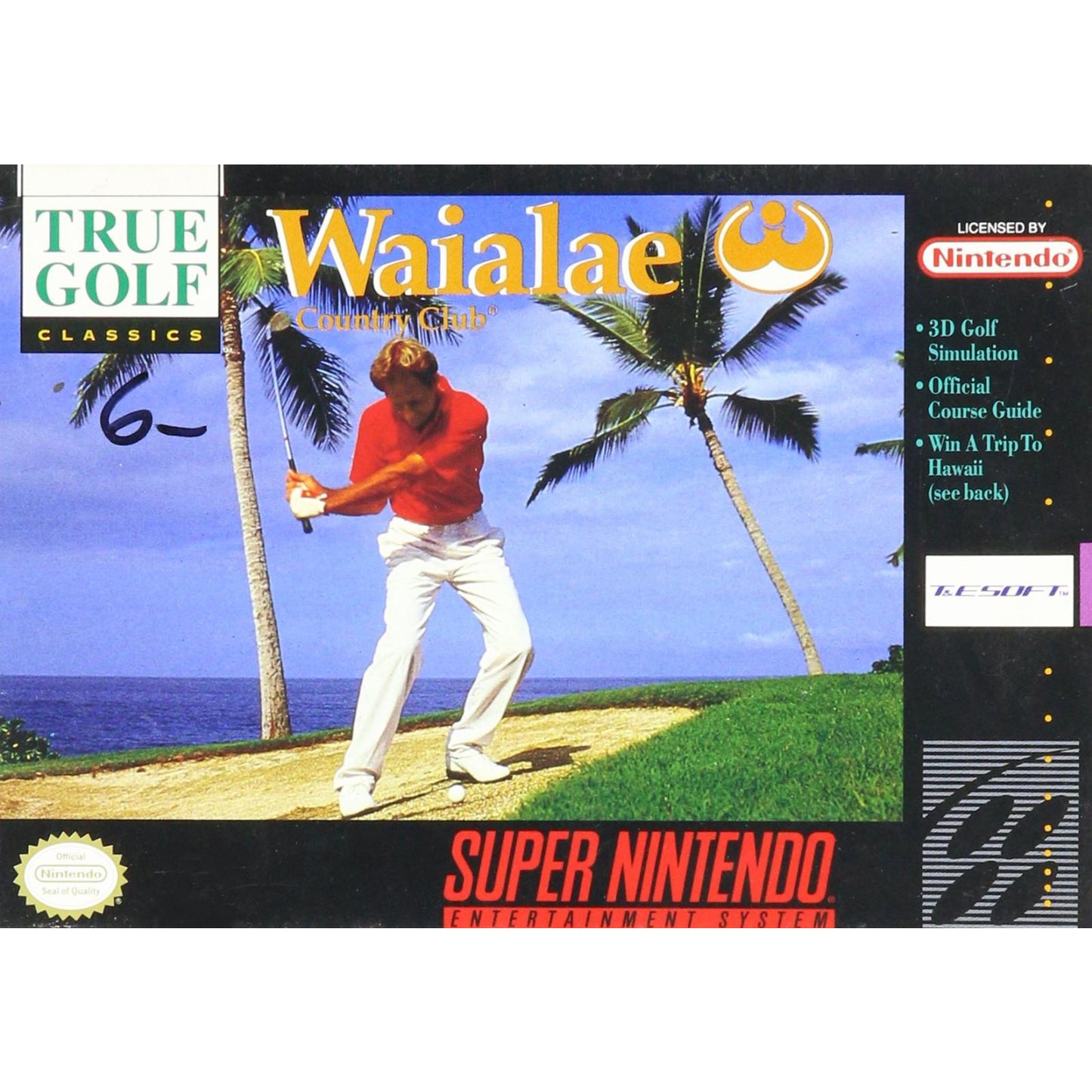 Super Nintendo game cartridge for 'True Golf Wai'ia'leae'.
