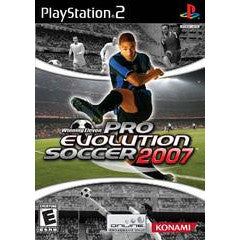 Pro Evolution Soccer 2007 game cover for PlayStation 2 with a player in action on a soccer field.