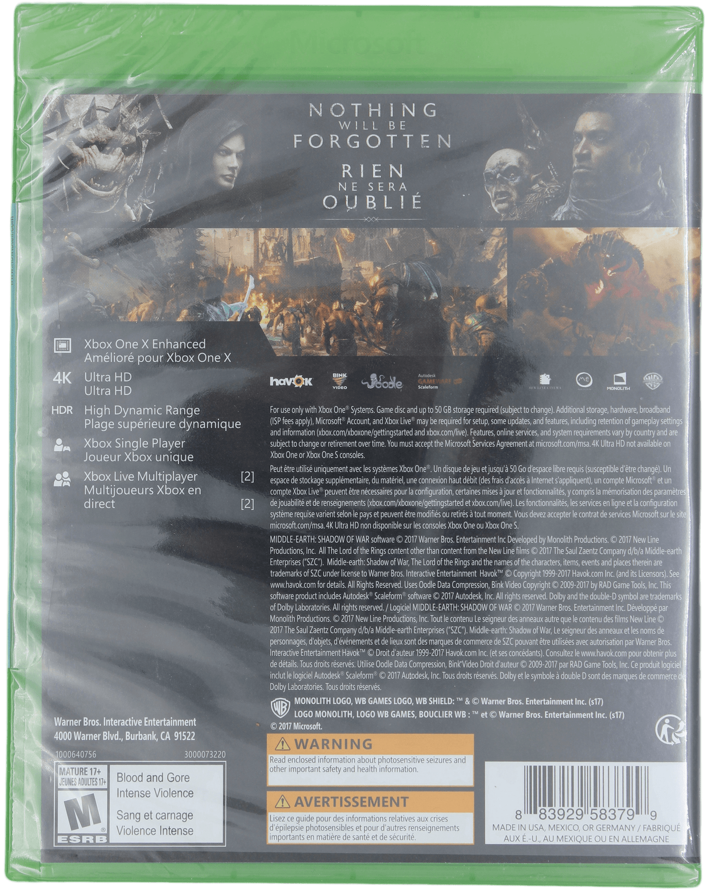 Middle Earth: Shadow Of War - Sealed