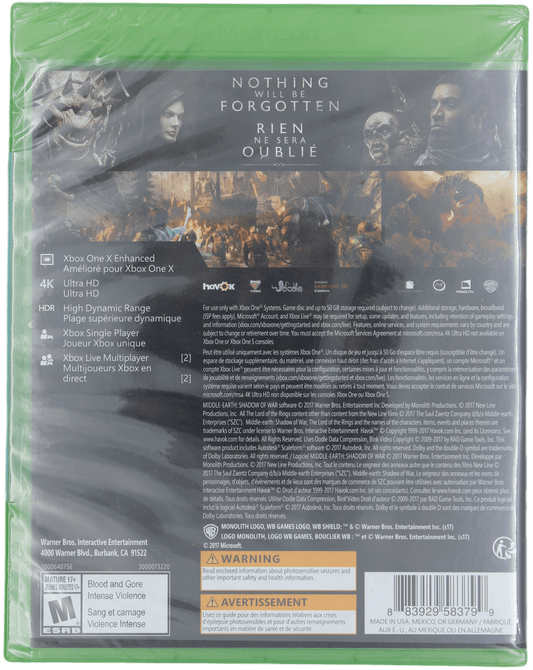 Middle Earth: Shadow Of War - Sealed