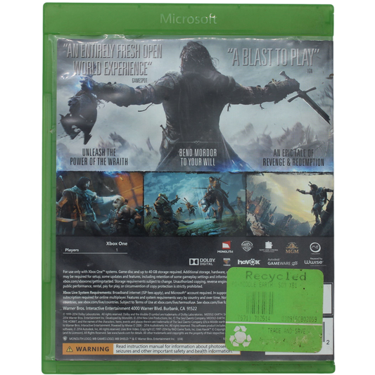 Middle Earth: Shadow Of Mordor (Xbox One)