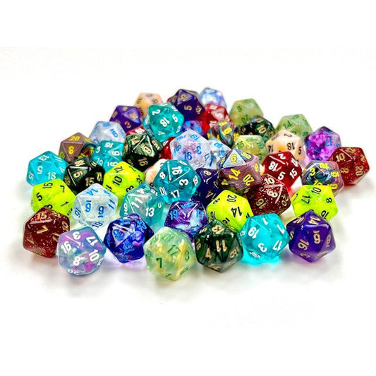 Bag Of 50 Mini Polyhedral Assorted D20
