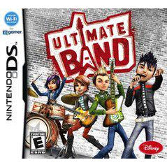 Nintendo DS game case for 'Ultimate Band' with band members and instruments on a gray background