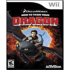 Game cover of 'How to Train Your Dragon' for Wii with a dragon and character on a fiery background.