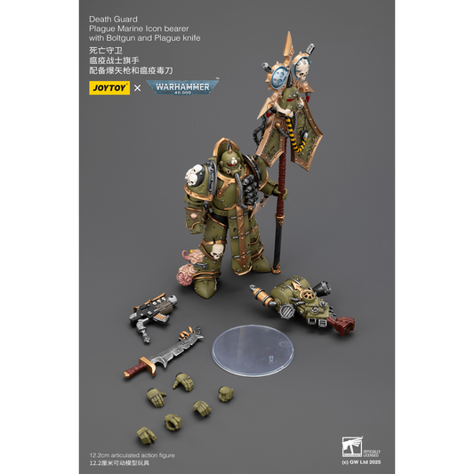 JOYTOY - Death Guard Plague Marine Icon bearer with Boltgun and Plague knife