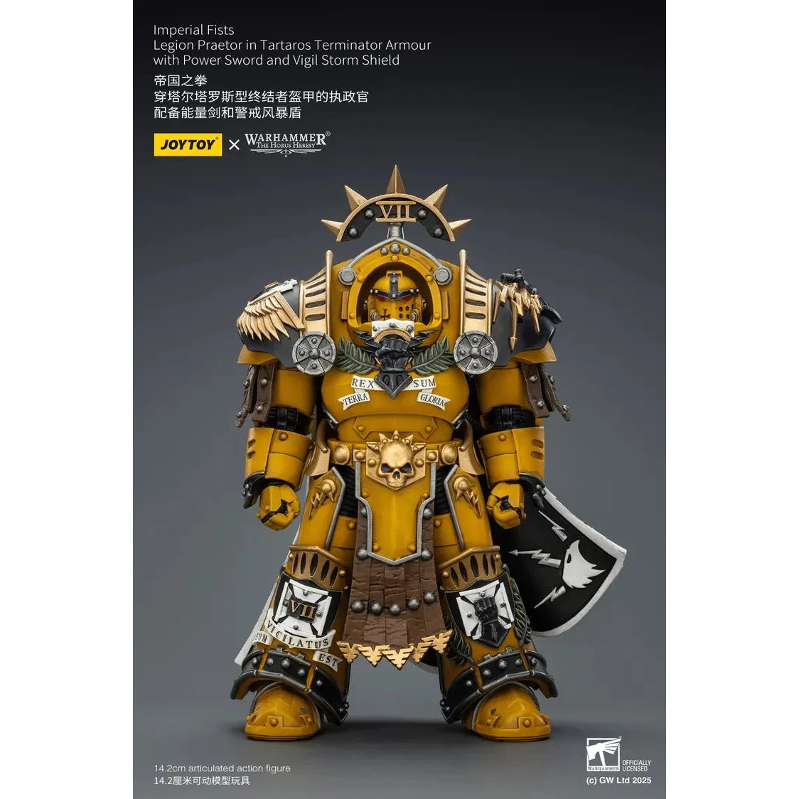 JOYTOY - Imperial Fists Legion Praetor in Tartaros Terminator Armour with Power Sword and Vigil Storm Shield (PRE-ORDER RELEASES JUNE)